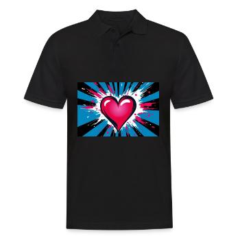 Herz Love im abstrakten Pop-Art Graffiti Style - Männer Poloshirt - Schwarz - Vorne - Kai (181cm)