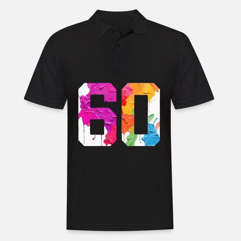 FARBIG NUMMER 60 BUNT 60. GEBURTSTAG - Männer Poloshirt - Schwarz