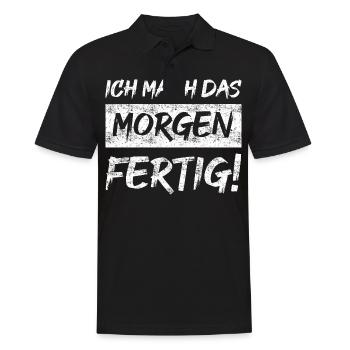 Ich mach das morgen fertig! - Männer Poloshirt - Schwarz - Vorne - Kai (181cm)