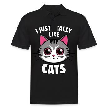 Chat Chats Amoureux Chat Propriétaire Chaton - Polo Homme - noir - Devant - Kai (181cm)
