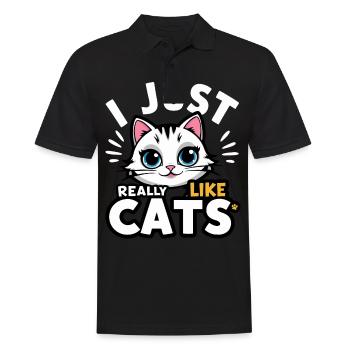Chat Chats Amoureux Chat Propriétaire Chaton - Polo Homme - noir - Devant - Kai (181cm)
