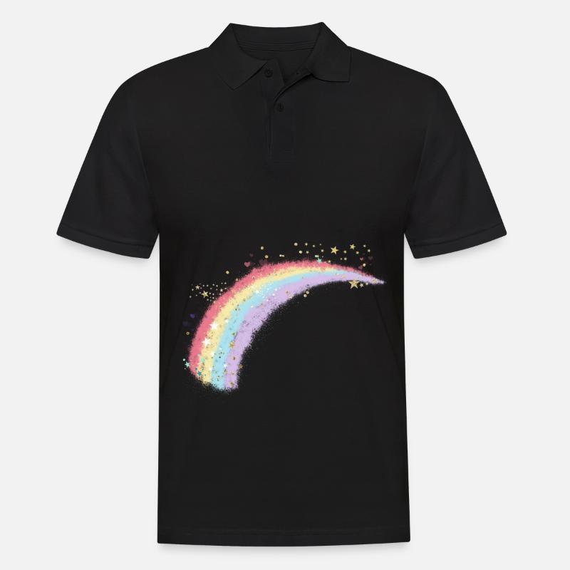 REGENBOGEN STERNE - Männer Poloshirt - Schwarz