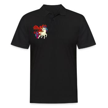 Beste Freunde - Einhorn und Phoenix - Männer Poloshirt - Schwarz - Vorne - Kai (181cm)