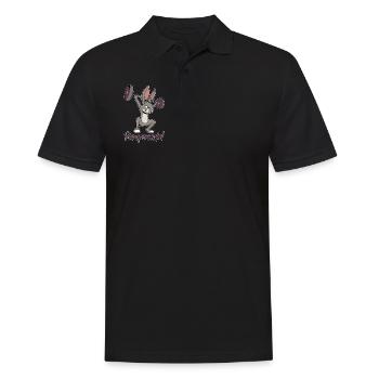 Starker Hase macht Gewichtheben - Pumpernickel - Männer Poloshirt - Schwarz - Vorne - Kai (181cm)