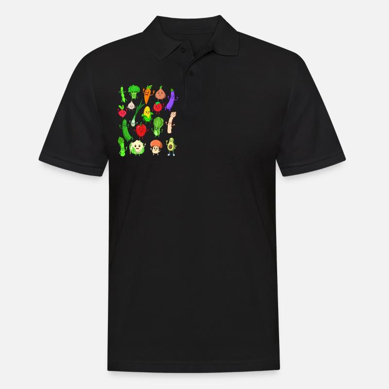 Comic Kawaii Gemüse - Männer Poloshirt - Schwarz