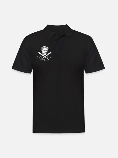Caesar und Schwerter - Veni Vidi Vici - Männer Poloshirt - Schwarz