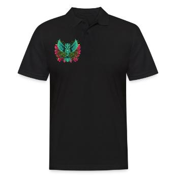 Ästhetische Eule mit Ranken und Kristallen - Männer Poloshirt - Schwarz - Vorne - Kai (181cm)