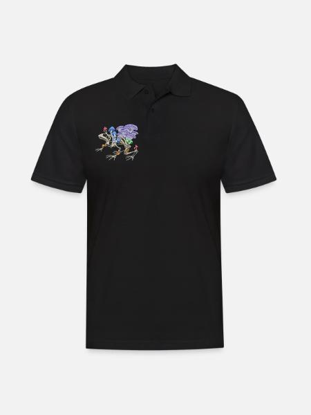 Frog skeleton with mushrooms - Men's Polo Shirt - black