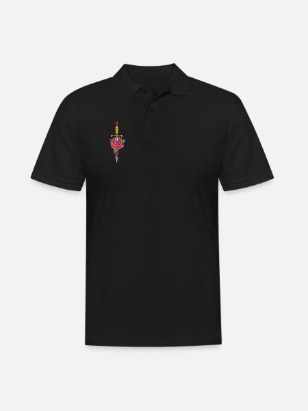 Gothic Dagger with Rose - Men's Polo Shirt - black