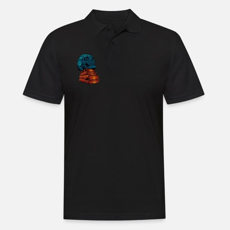 Schädel auf Büchern - Dark Academia - Männer Poloshirt - Schwarz