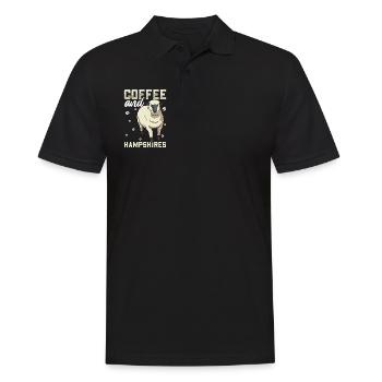 Kaffee und Hampshire-Schaf - Männer Poloshirt - Schwarz - Vorne - Kai (181cm)