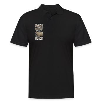 Jesus und Schaf - Leicester-Langwollschaf - Männer Poloshirt - Schwarz - Vorne - Kai (181cm)