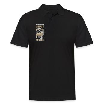 Jesus und Schaf - Texelschaf - Männer Poloshirt - Schwarz - Vorne - Kai (181cm)