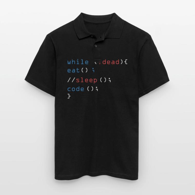 While Not Dead Eat Sleep Code programmer hacker Men's Polo Shirt