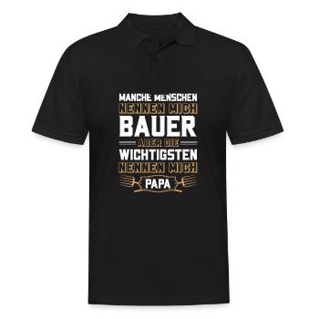 Bauer Landwirt Vater Papa Traktor Kuh Geschenk - Männer Poloshirt - Schwarz - Vorne - Kai (181cm)