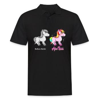 Reiki Einhorn Meditation Japanisch Lotusblume - Männer Poloshirt - Schwarz - Vorne - Kai (181cm)