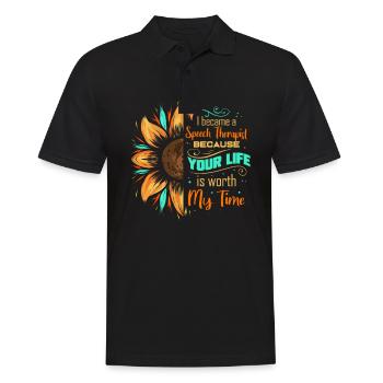 Speech therapist Sunflower Speech therapist Speech therapist - Men's Polo Shirt - black - Front - Kai (181cm)