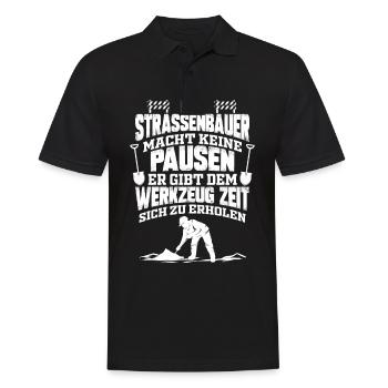 Straßenbauer Straßenbau Bauarbeiter - Männer Poloshirt - Schwarz - Vorne - Kai (181cm)