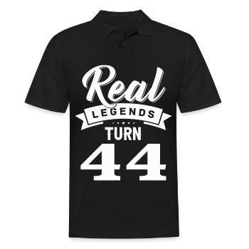 Real legends turn 44, 44 birthday - Men's Polo Shirt - black - Front - Kai (181cm)