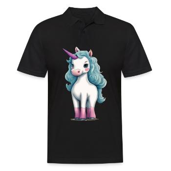 Süßes ausgefallenes Einhorn | Fantasie und Magie - Männer Poloshirt - Schwarz - Vorne - Kai (181cm)