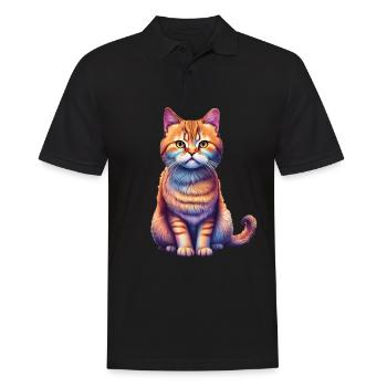 Süßes ausgefallenes Kätzchen | Liebe Katzenfreunde - Männer Poloshirt - Schwarz - Vorne - Kai (181cm)