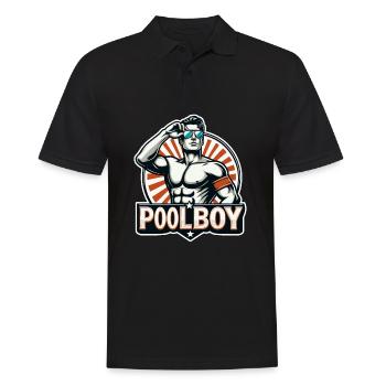 Poolboy , Bademeister , Rettungsschwimmer , Swimmi - Männer Poloshirt - Schwarz - Vorne - Kai (181cm)
