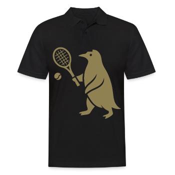 Minimalistischer Pinguin Tennisspieler - Männer Poloshirt - Schwarz - Vorne - Kai (181cm)