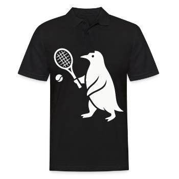 Minimalistischer Pinguin Tennisspieler - Männer Poloshirt - Schwarz - Vorne - Kai (181cm)