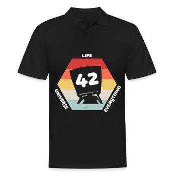 42 Is The Answer Antwort Auf Alles Leben Universum - Männer Poloshirt - Schwarz - Vorne - Kai (181cm)