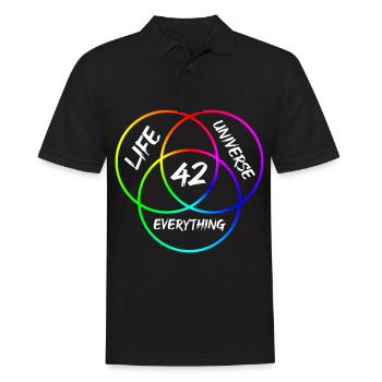 Antwort 42 - Männer Poloshirt - Schwarz - Vorne - Kai (181cm)
