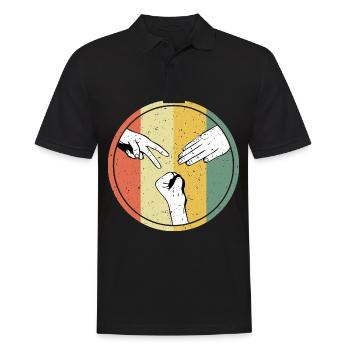 Ciseaux Pierre Papier Rétro Vintage - Polo Homme - noir - Devant - Kai (181cm)