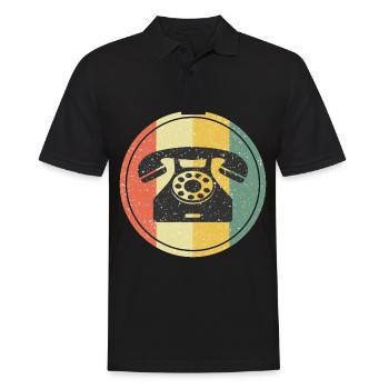 Téléphone Retro Vintage - Polo Homme - noir - Devant - Kai (181cm)