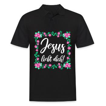 Jesus Liebt Dich - Männer Poloshirt - Schwarz - Vorne - Kai (181cm)
