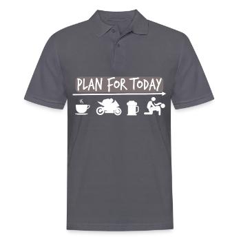 Plan for Today - Motorcycle Biker Motorcyclist - Men's Polo Shirt - charcoal grey - Front - Nico (186cm)
