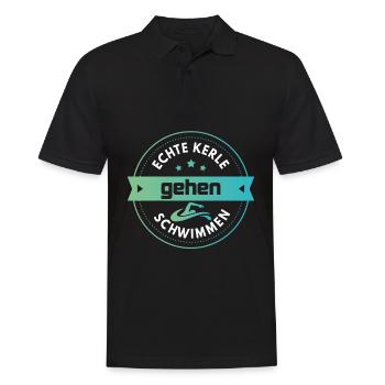 Schwimmen – Shirt Badehose baden Freibad Geschenk - Männer Poloshirt - Schwarz - Vorne - Kai (181cm)