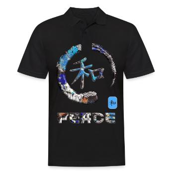 Frieden Japanisches Kanji Wortsymbol Enso Kreis 6 - Männer Poloshirt - Schwarz - Vorne - Kai (181cm)