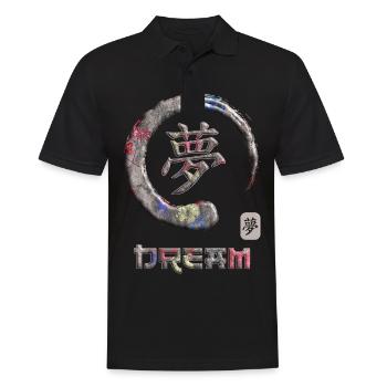 Dream Japanese Kanji Word Symbol Enso Circle 8 - Männer Poloshirt - Schwarz - Vorne - Kai (181cm)