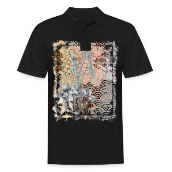 Japanese Floral Pattern Chrysanthemum Cherry - Men's Polo Shirt - black - Front - Kai (181cm)