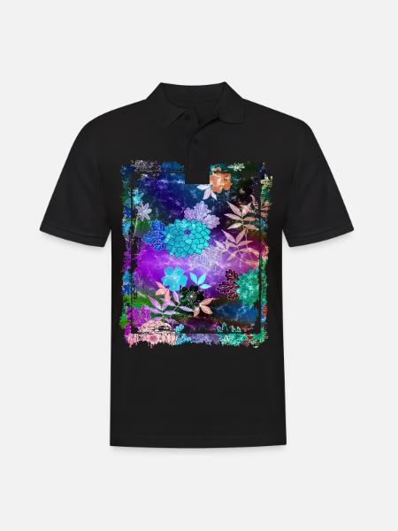 Japanisches Blumenmuster Chrysanthemenkirsche - Männer Poloshirt - Schwarz