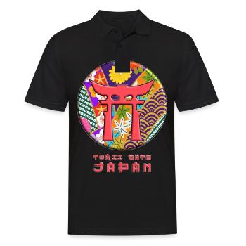 Torii Traditionnel Japonais Porte Motif Floral - Polo Homme - noir - Devant - Kai (181cm)