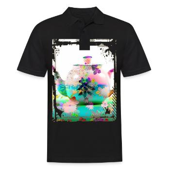 Japan Tea Pot Floral Pattern Chrysanthemum Cherry - Men's Polo Shirt - black - Front - Kai (181cm)