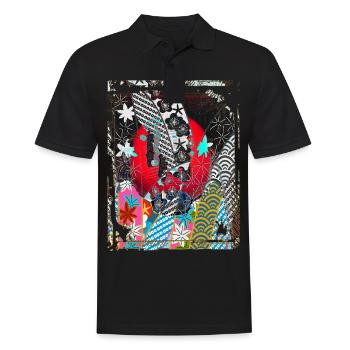 Rote japanische Laternen Nacht Straßenlaternen Lampen - Männer Poloshirt - Schwarz - Vorne - Kai (181cm)