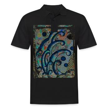 Japanese Great Wave Floral Pattern Collage Art 85 - Men's Polo Shirt - black - Front - Kai (181cm)
