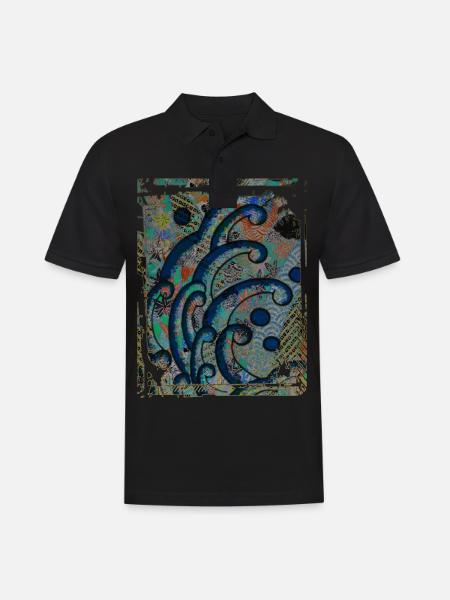 Japonais Grande Vague Floral Motif Collage Art 85 - Polo Homme - noir