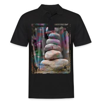 Japan Zen Buddhismus Balancierende Steine Felsen Bambus - Männer Poloshirt - Schwarz - Vorne - Kai (181cm)