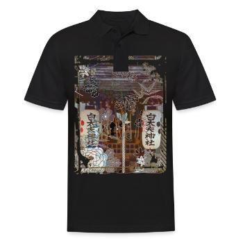 Japan Worship Place Collage Art 90 - Men's Polo Shirt - black - Front - Kai (181cm)
