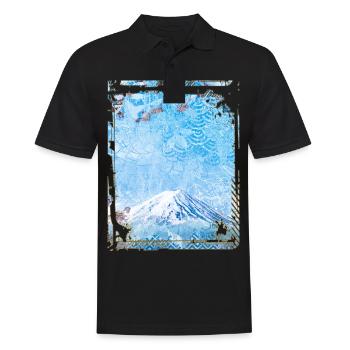 Japan Mount Fuji Cherry Blossom Sakura Collage - Men's Polo Shirt - black - Front - Kai (181cm)