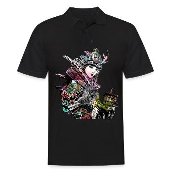 Japanisches Geisha Schwert Samurai Krieger 113 - Männer Poloshirt - Schwarz - Vorne - Kai (181cm)