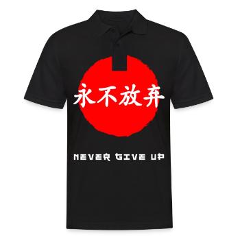 N’abandonnez jamais les mots kanji japonais - Polo Homme - noir - Devant - Kai (181cm)