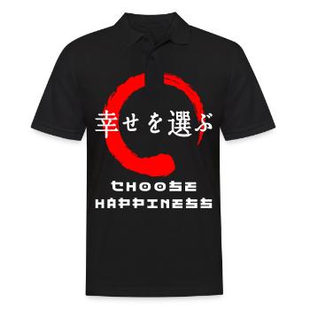 Wählen Sie ein Glückszitat Japanische Kanji-Wörter - Männer Poloshirt - Schwarz - Vorne - Kai (181cm)